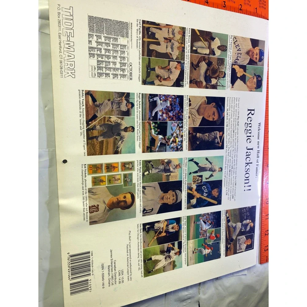 Vintage 1994 Play Ball MLB Baseball Wall Calendar Reggie Jackson Bobby Doerr